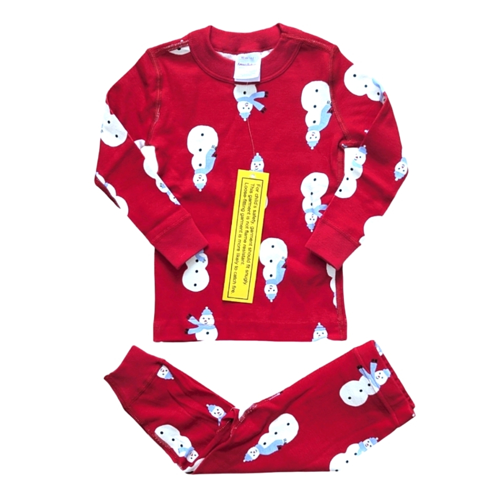 NWT! Hanna Andersson Snowmen on Red Long John Pajama Set - Size 2T - Picture 8 of 10